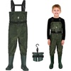 image:imageTIDEWE Chest Kids Waders Waterproof Lightweight for Fishing HuntingGreen